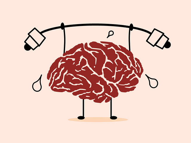 cartoon brain lifting weights