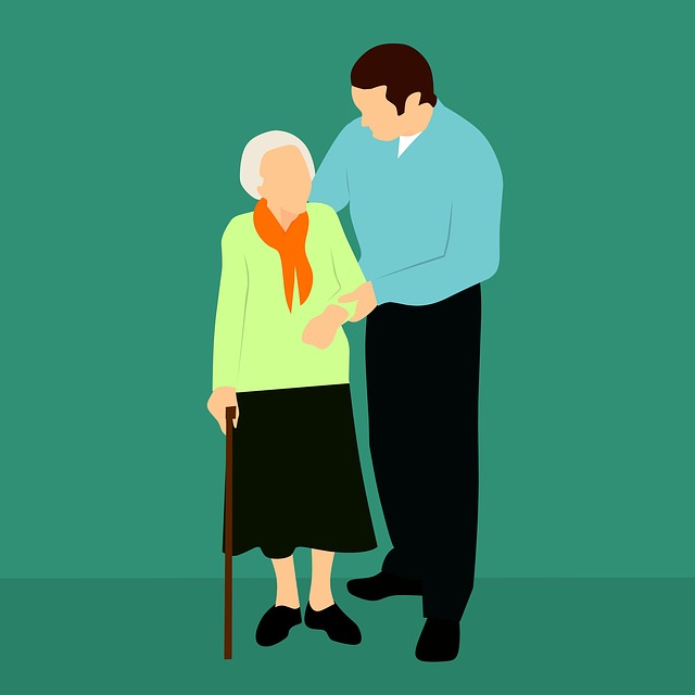 cartoon of older woman and male caregiver. See how respite care can be beneficial.