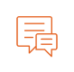 A line-art icon of speech bubbles.